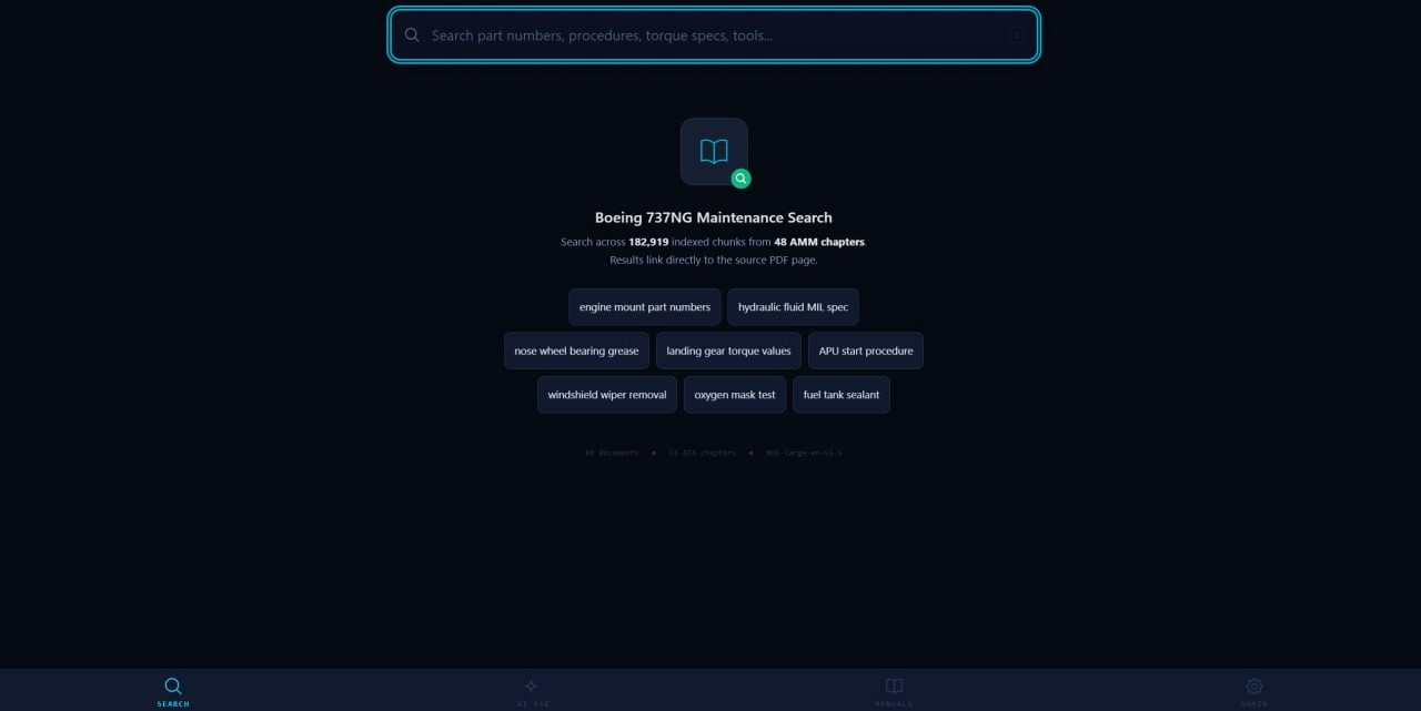 Daleel MRO search landing page